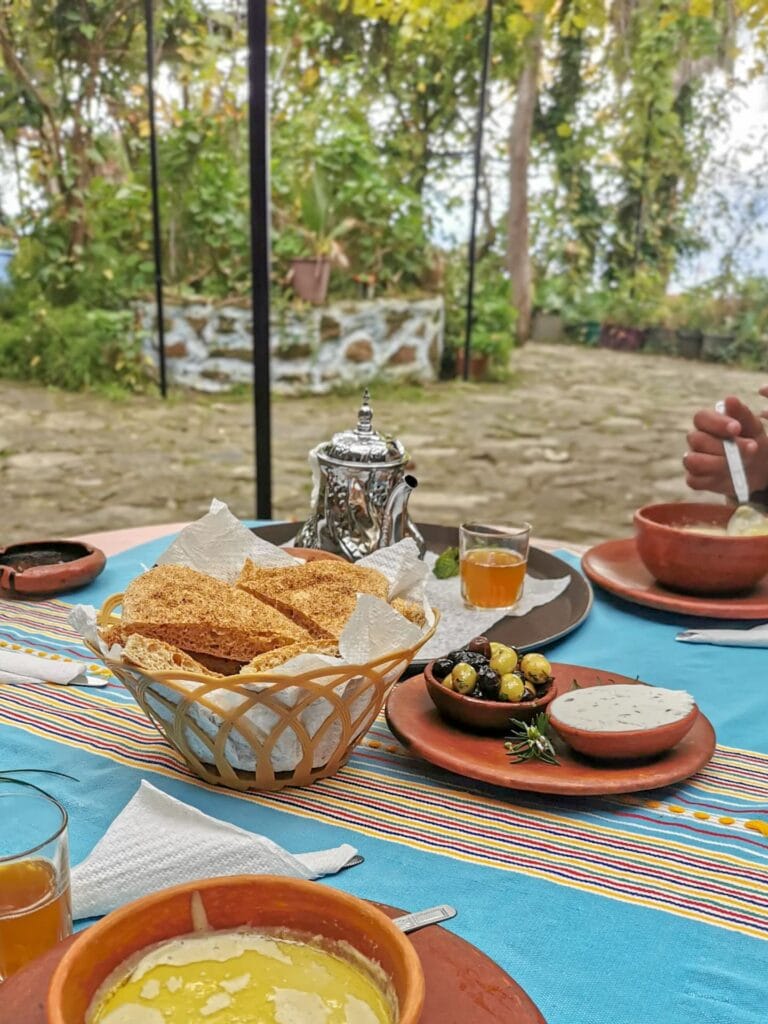 cheese and moroccan breakfast in a farmhouse near chefchaouen