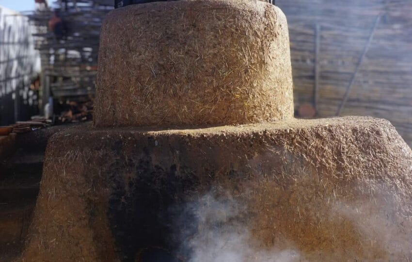 Traditional outdoor earth kiln used for firing handmade pottery in the Rif Mountains.